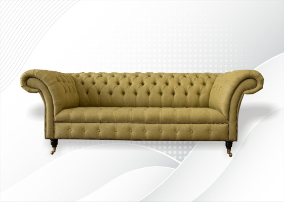 Chesterfield 3-zits Geel Woonkamer Design Bankstellen Beklede Bank Banken Stof