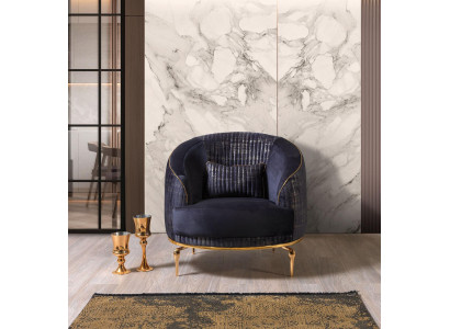 Woonkamer fauteuil gestoffeerde 1-zits bank Modern Textiel Nieuw Blauw Luxe -> Woonkamer fauteuil beklede 1-zits bank Modern Textiel Nieuw Blauw Luxe