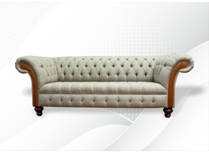 Chesterfield 3-zits Beige Woonkamer Design Banken Bekleding Bank Banken Textiel