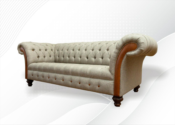 Chesterfield 3-zits Beige Woonkamer Design Banken Bekleding Bank Banken Textiel