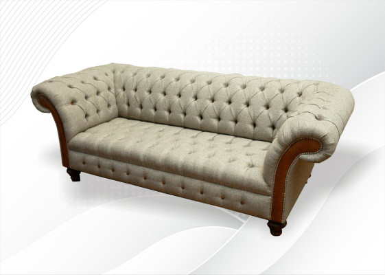 Chesterfield 3-zits Beige Woonkamer Design Banken Bekleding Bank Banken Textiel