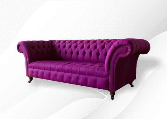 Chesterfield 3-zits bank in lila stof, ontwerp bankstellen, gestoffeerde banken, nieuw creatief sofa.