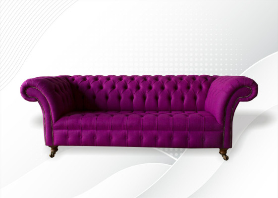 Chesterfield 3-zits bank in lila stof, ontwerp bankstellen, gestoffeerde banken, nieuw creatief sofa.
