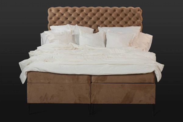 Textielbed bruin Luxe Dubbel Chesterfield Slaapkamer Ontwerpbedden