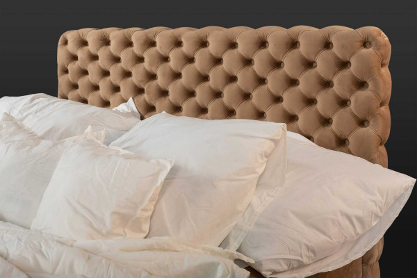 Textielbed bruin Luxe Dubbel Chesterfield Slaapkamer Ontwerpbedden