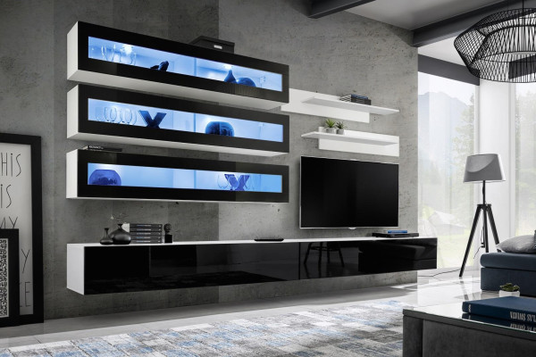 Wit luxe woonkamer wandmeubel meubels 3x wandkast tv-standaard