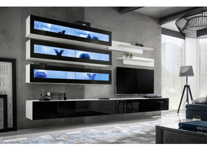 Wit luxe woonkamer wandmeubel meubels 3x wandkast tv-standaard