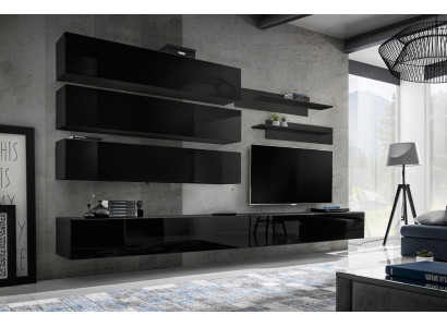 Ontwerp wandkast woonkamer houten inrichting muurrekken nieuw
