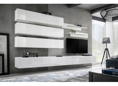 Designer woonkamer set wandplanken woonwand rek tv-standaard set 7-delig.