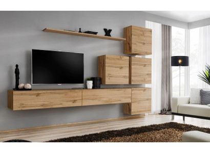 Garnituur Bruin Set 7-delig TV-standaard Compleet Woonkamer Wandplank Modern Design