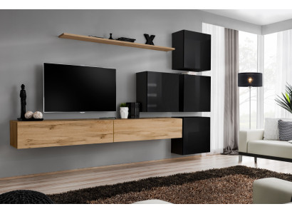 Houten meubel woonkamer tv-standaard wandplank compleet luxe set.