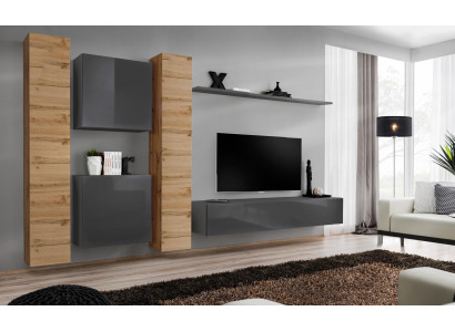 Designer woonwand muurplanken houten meubels woonkamer luxe houten meubelen stijl modern