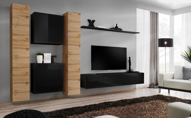 Woonkamerset 6-delig Woonwand Houten meubels Kast Compleet Nieuw Wandplank Woonkamerset 6-delig Woonwand Houten meubels Kast Compleet Nieuw Wandplank