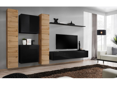 Woonkamerset 6-delig Woonwand Houten meubels Kast Compleet Nieuw Wandplank Woonkamerset 6-delig Woonwand Houten meubels Kast Compleet Nieuw Wandplank