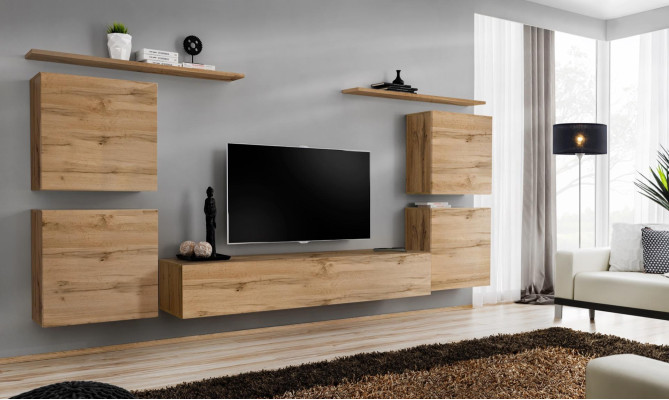 Ontwerp wandkast plank woonkamer hout tv-standaard wandrekken nieuw houten meubels.
