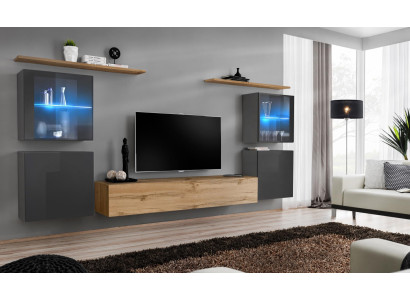 Ontwerper Braun woonkamer muur planken kast woonkamer hout meubels stijl modern