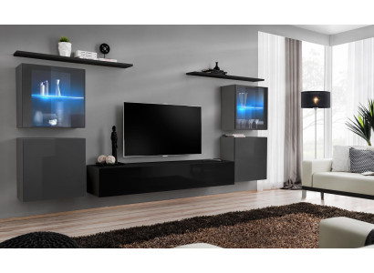 Moderne wandkast woonkamer wandplanken dressoir tv-standaard designer set 7-delig