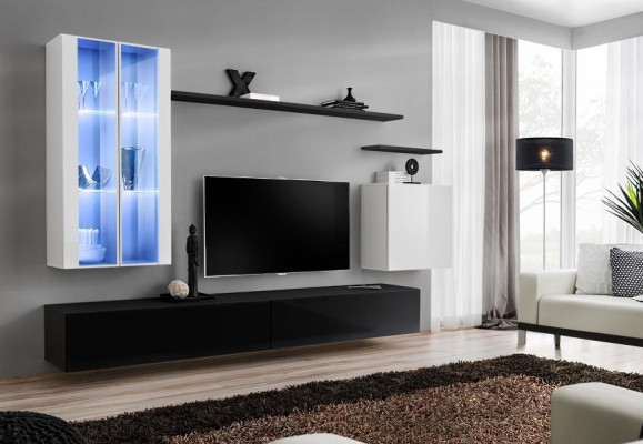 Woonkamer Zwarte tv-standaard Designer Compleet Set Wandplank Modern Nieuwe Meubels