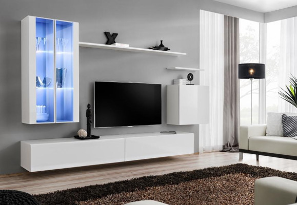 Wandmeubel 7-delig 2x hangende kast Designmeubels Woonkamerstijl Modern TV-standaard