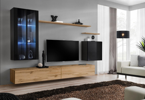 Wandmeubel Hangende Vitrine Wandkast Ontwerper TV-standaard Inrichting Planken Modern