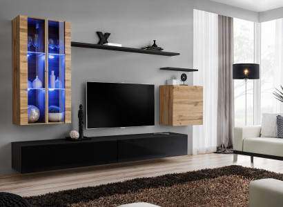 Woonwand houten meubels Zwart TV-standaard Dressoir Wandkast Houten meubels Nieuw