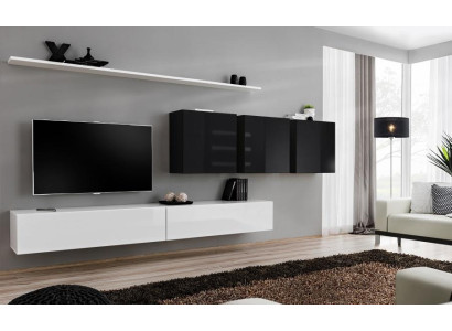 Witte woonwand 2x tv-standaard dressoir woonkamermeubels wandkast ontwerper