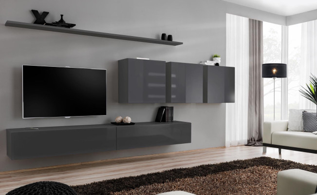Moderne grijze woonwand ontworpen tv-standaard dressoir houten meubels kast wandkast