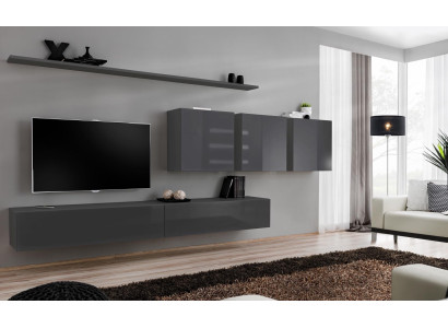 Moderne grijze woonwand ontworpen tv-standaard dressoir houten meubels kast wandkast