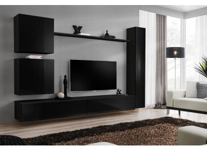 Luxe set wandmeubel zwart woonkamer wandkast plank wandkast nieuw
