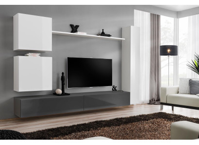 Wandmeubel Wandschrank Stijl Modern Inrichting Designer Wit Plank TV Dressoir