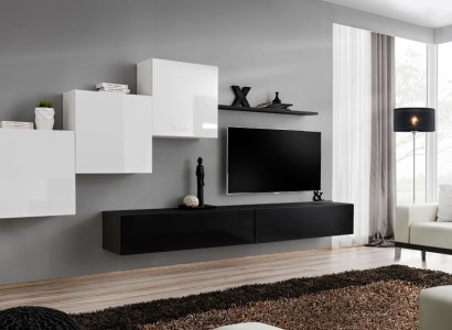 Woonwand Zwart Compleet TV-standaard Wandplank Luxe Wandkast Design