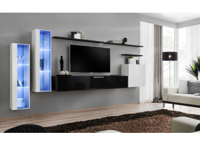 Woonkamer Zwarte Set Wandkast Vitrine Luxe woonwanden TV-standaard Ontwerp Nieuw