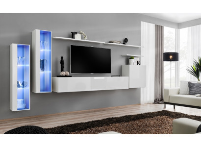 Wit Complete woonwand tv-standaard Design woonkamer Luxe kast Wandkast