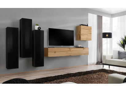Zwart woonkamer compleet set dressoir RTV kast wandmeubel luxe meubels