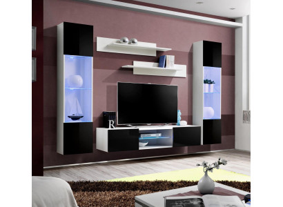 Volledige woonkamer tv-standaard hangende vitrine luxe wandplank hoogglans woonkamer