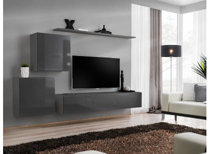 Woonkamer Moderne Stijl Woonkamerset 4-Delig Set Dressoir Grijs Wandplank Nieuw