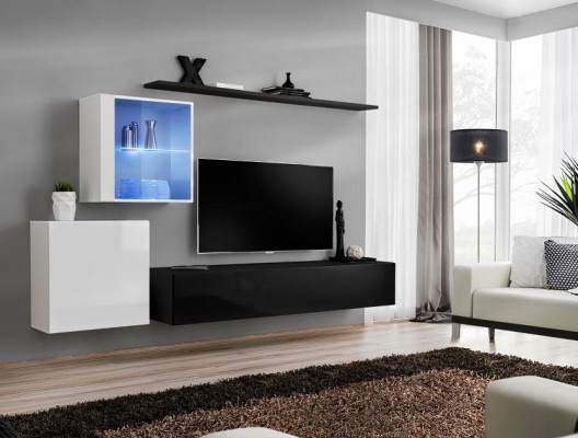 Wandmeubel 260cm RTV dressoir tv standaard Luxe woonkamer meubels Hout Zwart