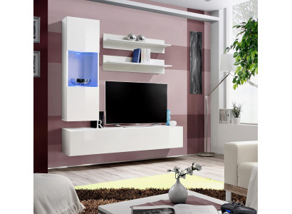 Woonwand set TV stand Lowboard designer hangende vitrine houten inrichting