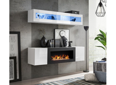Garnituur woonwand luxe wit hangend dressoir woonkamer modern meubelset 2 delen.