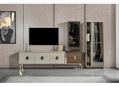 Ontwerper woonkamerset luxe tv-standaard vitrine wandkast 3-delig