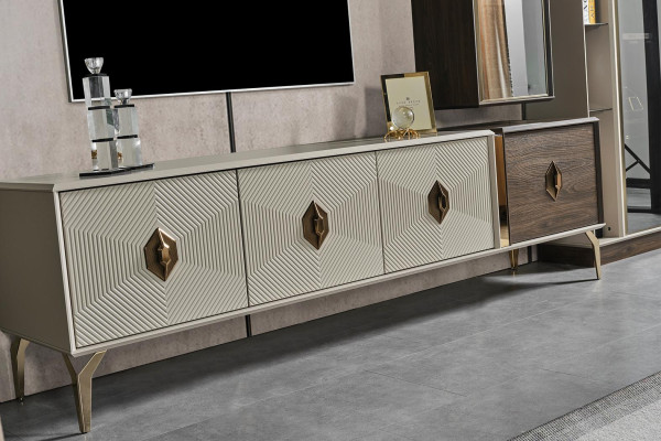Ontwerper woonkamerset luxe tv-standaard vitrine wandkast 3-delig