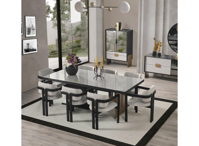 Ontwerper eetkamerset luxe set eettafel 8x stoelen eetkamer meubels