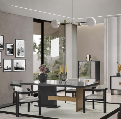 Ontwerper eetkamerset luxe set eettafel 8x stoelen eetkamer meubels