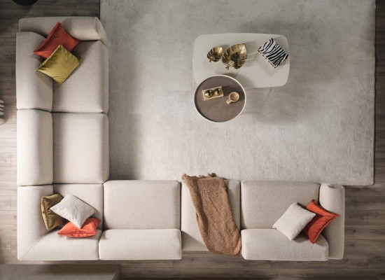Beige woonkamer bank ontwerper hoekbank L-vorm luxe bank meubels