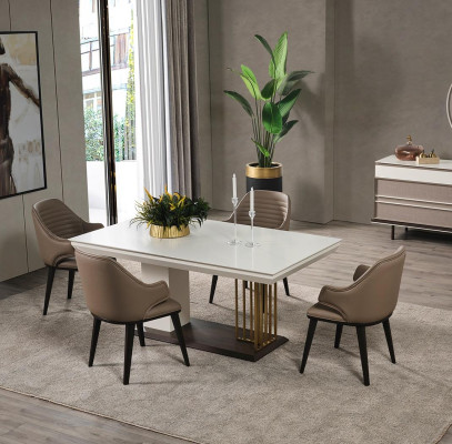 Eetkamer meubels Designer eettafel 4 stoelen Compleet set 5-delig