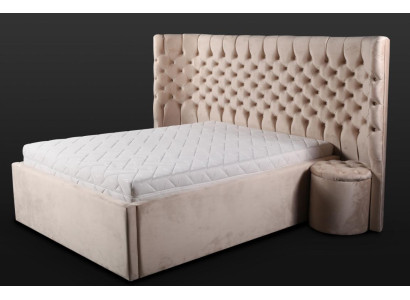 Beige Chesterfield tweepersoonsbed Moderne slaapkamer meubels Luxe bedden