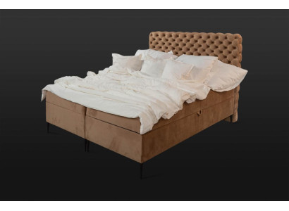 Bruine Chesterfield tweepersoons luxe boxspringbed slaapkamer bedden