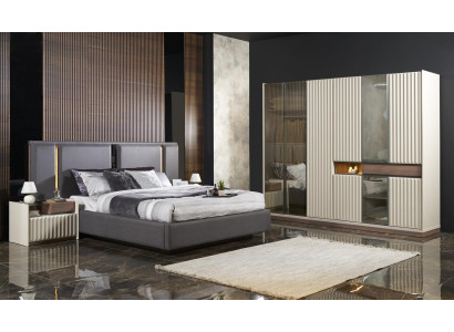 Compleet slaapkamer meubel set Bed 2x Nachtkastje Kaptafel Spiegel 8-delig Nieuw