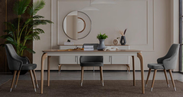 Luxe eetkamerset Eettafel 6x stoelen 7 dlg Modern Tafel Eethoek nieuw