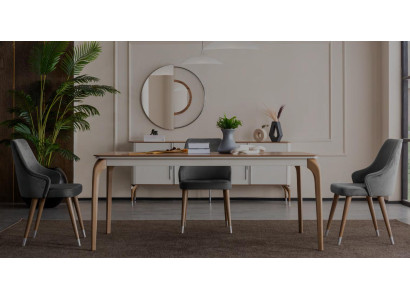 Compleet set eettafel 4x stoelen eetkamerset eetgroep houten tafel tafels 5-delig.